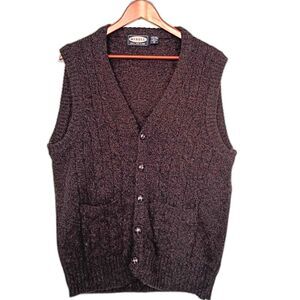 Vintage Mirell Shetland Wool Sweater Vest Pockets Men's XL Academia Grandpacore
